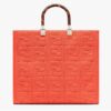 Fendi Women Sunshine Medium Red FF Fabric Shopper