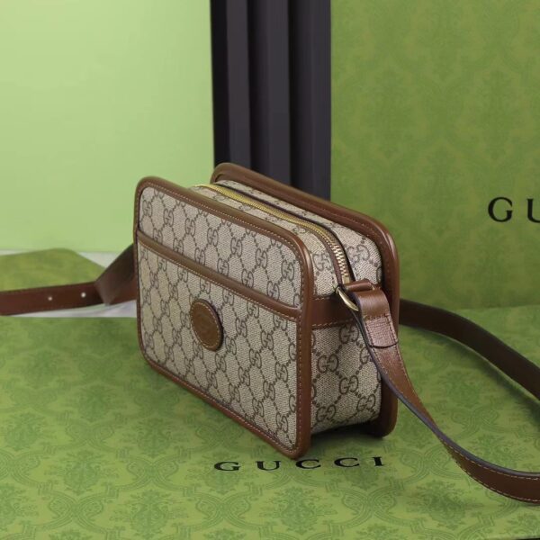 Gucci Unisex GG Mini Bag Interlocking G Beige Ebony GG Supreme Canvas (12)