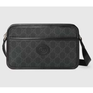Gucci Unisex GG Mini Bag Interlocking G Black GG Supreme Canvas Leather