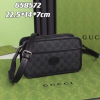 Gucci Unisex GG Mini Bag Interlocking G Black GG Supreme Canvas Leather (1)