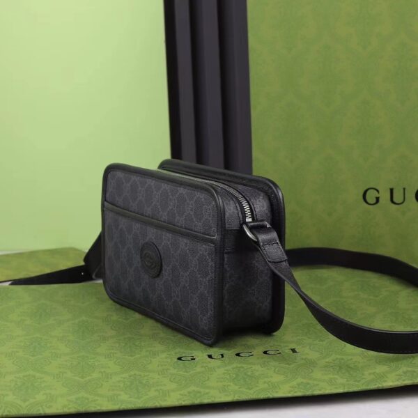 Gucci Unisex GG Mini Bag Interlocking G Black GG Supreme Canvas Leather (9)