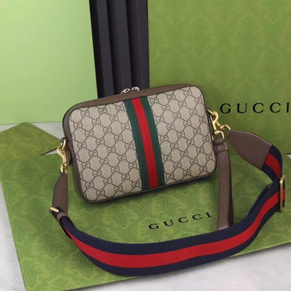 Gucci Unisex GG Ophidia GG Shoulder Bag Beige Ebony Supreme Canvas (3)