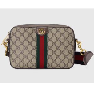 Gucci Unisex GG Ophidia GG Shoulder Bag Beige Ebony Supreme Canvas