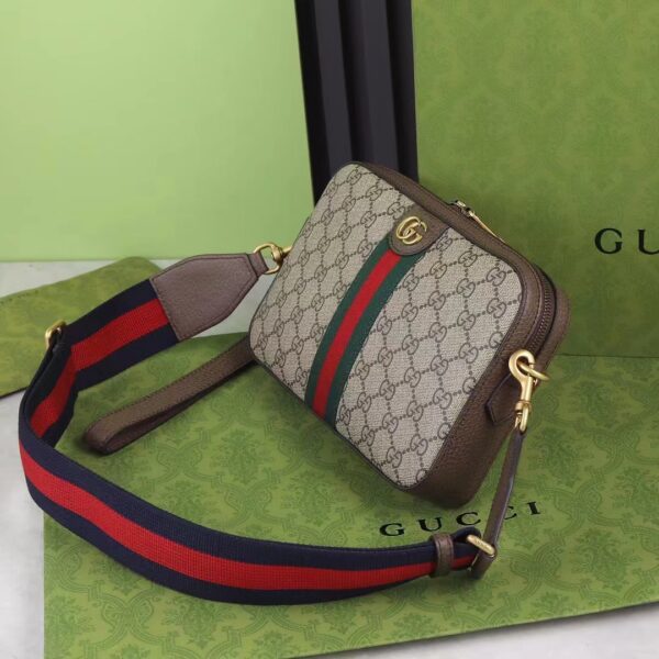 Gucci Unisex GG Ophidia GG Shoulder Bag Beige Ebony Supreme Canvas (5)