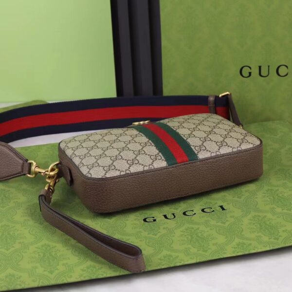 Gucci Unisex GG Ophidia GG Shoulder Bag Beige Ebony Supreme Canvas (6)