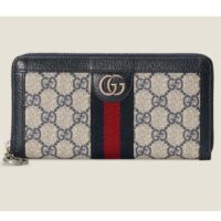 Gucci Unisex GG Ophidia GG Zip Around Wallet Beige Blue GG Supreme Canvas (7)