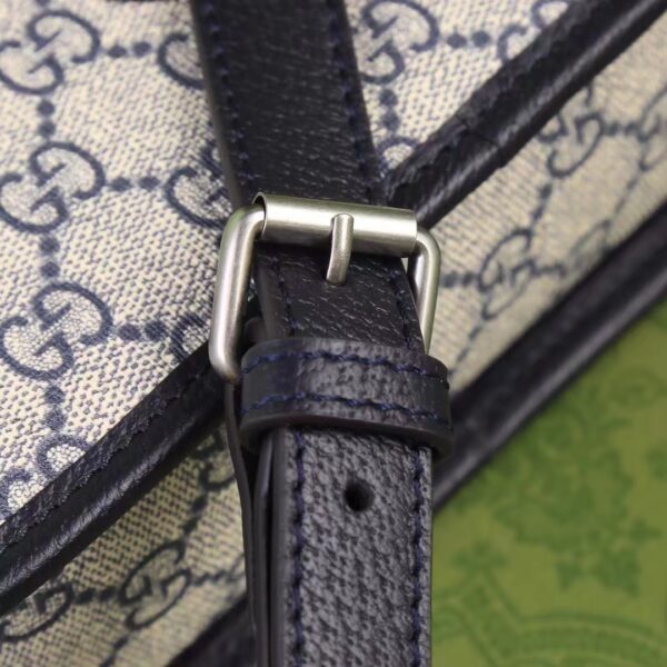 Gucci Unisex GG Shoulder Bag Beige Blue GG Supreme Canvas Interlocking G (10)