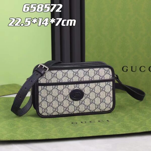 Gucci Unisex GG Shoulder Bag Beige Blue GG Supreme Canvas Interlocking G (12)