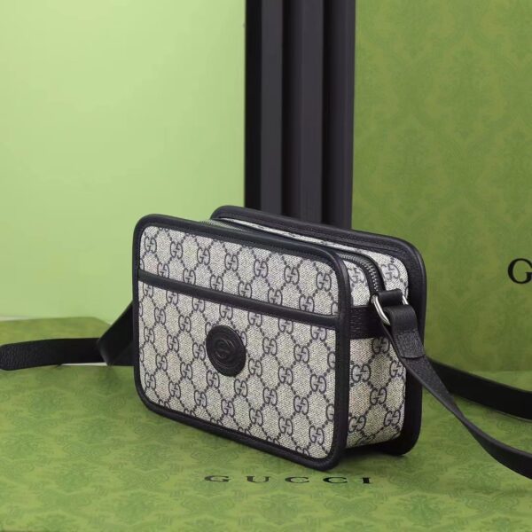 Gucci Unisex GG Shoulder Bag Beige Blue GG Supreme Canvas Interlocking G (13)