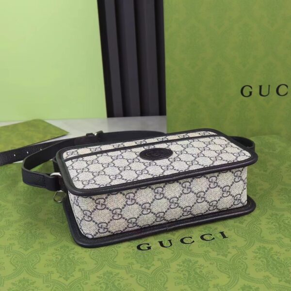 Gucci Unisex GG Shoulder Bag Beige Blue GG Supreme Canvas Interlocking G (8)