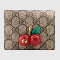 Gucci Unisex GG Supreme Card Case Wallet Cherries Canvas Five Card Slots (1)