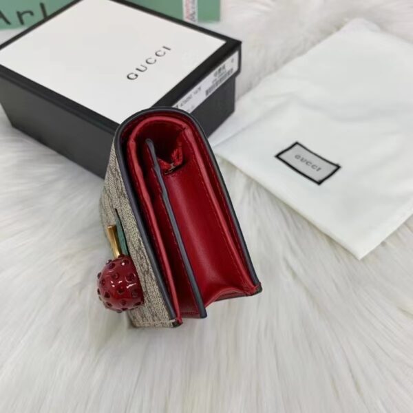Gucci Unisex GG Supreme Card Case Wallet Cherries Canvas Five Card Slots (4)