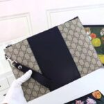 Gucci Unisex GG Supreme Pouch Beige Ebony GG Supreme Canvas Black Leather - immagine 7