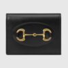 Gucci Unisex Horsebit 1955 Card Case Wallet Black Leather Five Cards Slots
