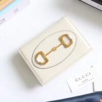 Gucci Unisex Horsebit 1955 Card Case Wallet White Leather Five Cards Slots (8)