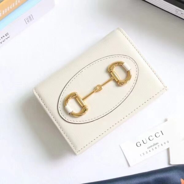 Gucci Unisex Horsebit 1955 Card Case Wallet White Leather Five Cards Slots (3)