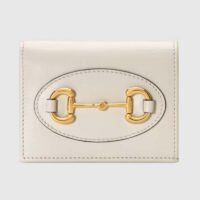 Gucci Unisex Horsebit 1955 Card Case Wallet White Leather Five Cards Slots (8)