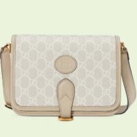 Gucci Unisex Mini Shoulder Bag Interlocking G Beige White GG Supreme Canvas (1)