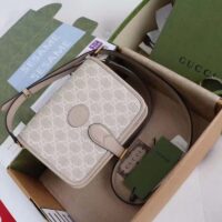 Gucci Unisex Mini Shoulder Bag Interlocking G Beige White GG Supreme Canvas (1)