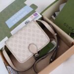 Gucci Unisex Mini Shoulder Bag Interlocking G Beige White GG Supreme Canvas – Image 2