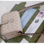 Gucci Unisex Mini Shoulder Bag Interlocking G Beige White GG Supreme Canvas – Image 4