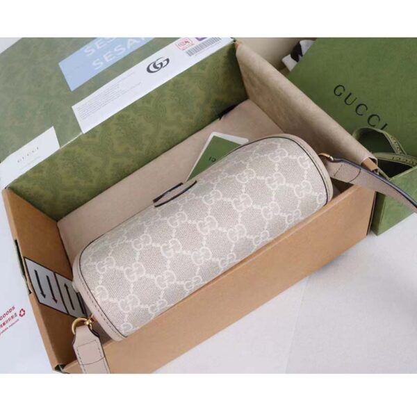 Gucci Unisex Mini Shoulder Bag Interlocking G Beige White GG Supreme Canvas (20)