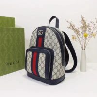 Gucci Unisex Ophidia GG Small Backpack Beige Blue GG Supreme Canvas (5)