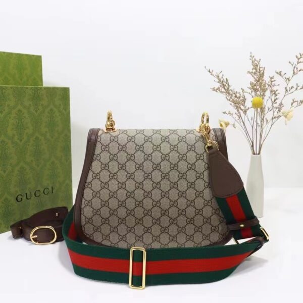 Gucci Women GG Blondie Medium Shoulder Bag Beige Ebony GG Supreme Canvas (2)