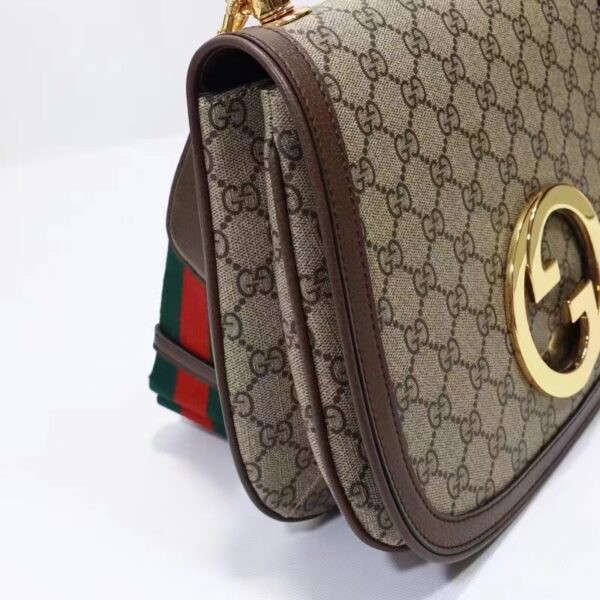 Gucci Women GG Blondie Medium Shoulder Bag Beige Ebony GG Supreme Canvas (8)