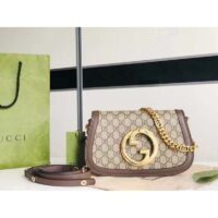 Gucci Women GG Blondie Shoulder Bag Beige Ebony GG Supreme Canvas (5)