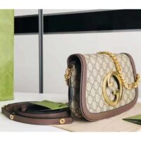 Gucci Women GG Blondie Shoulder Bag Beige Ebony GG Supreme Canvas (5)