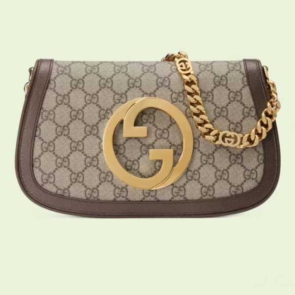 Gucci Women GG Blondie Shoulder Bag Beige Ebony GG Supreme Canvas (5)