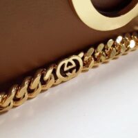 Gucci Women GG Blondie Shoulder Bag Brown Leather Round Interlocking G (5)