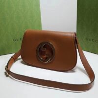 Gucci Women GG Blondie Shoulder Bag Brown Leather Round Interlocking G (5)