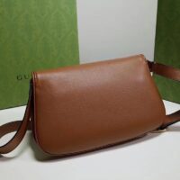 Gucci Women GG Blondie Shoulder Bag Brown Leather Round Interlocking G (5)