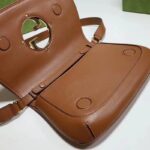 Gucci Women GG Blondie Shoulder Bag Brown Leather Round Interlocking G - Image 8