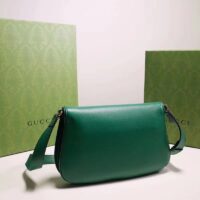 Gucci Women GG Blondie Shoulder Bag Emerald Green Leather Round Interlocking G (4)