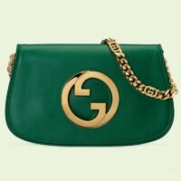 Gucci Women GG Blondie Shoulder Bag Emerald Green Leather Round Interlocking G (4)