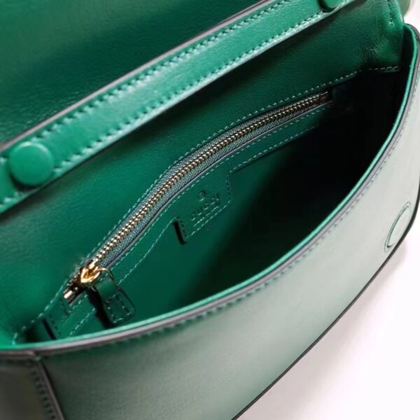 Gucci Women GG Blondie Shoulder Bag Emerald Green Leather Round Interlocking G (6)