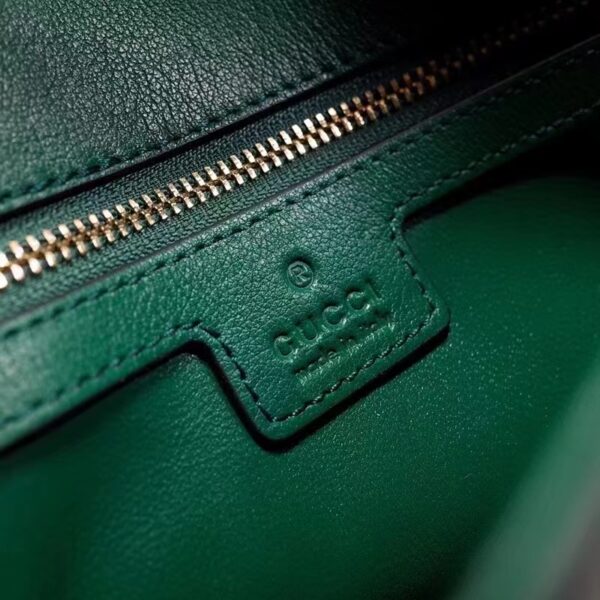 Gucci Women GG Blondie Shoulder Bag Emerald Green Leather Round Interlocking G (7)