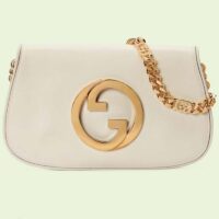 Gucci Women GG Blondie Shoulder Bag White Leather Round Interlocking G (10)