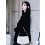 Gucci Women GG Blondie Shoulder Bag White Leather Round Interlocking G - Image 9