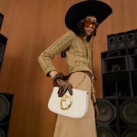 Gucci Women GG Blondie Shoulder Bag White Leather Round Interlocking G (10)