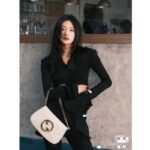 Gucci Women GG Blondie Shoulder Bag White Leather Round Interlocking G - Image 11