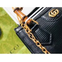 Gucci Women GG Diana Lizard Mini Bag Black Lizard Shiny Antique (6)