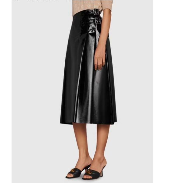 Gucci Women GG Double G Slide Sandal Black Chevron Matelassé Leather 7 cm Heel (3)