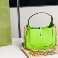 Gucci Women GG Jackie 1961 Lizard Mini Bag Pastel Green Lizard (9)