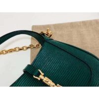 Gucci Women GG Jackie 1961 Lizard Mini Bag Vintage Green Gold-Toned Hardware (5)