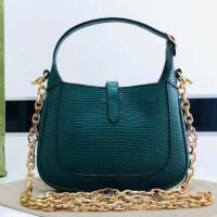 Gucci Women GG Jackie 1961 Lizard Mini Bag Vintage Green Gold-Toned Hardware (5)