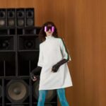 Gucci Women GG Jersey Jacquard Dress White High Neck Polyester Green Red Web - Image 11